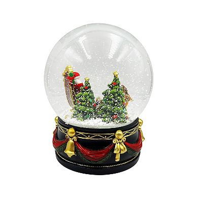Crosslight Santa Snow Globe with Christmas Tree & Reindeer Table Decor