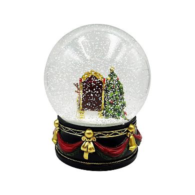 Crosslight Santa Snow Globe with Christmas Tree & Reindeer Table Decor