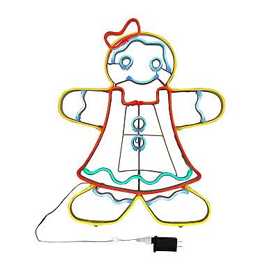Crosslight Neon Gingerbread Girl Doublesided Outdoor Decor 30-Inch