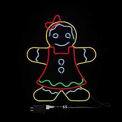 Crosslight Neon Gingerbread Girl Doublesided Outdoor Decor 30-Inch