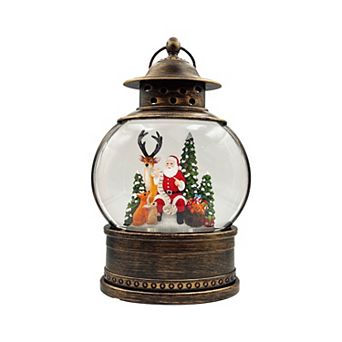 Crosslight Santa & Reindeer Lantern Water Globe Table Decor
