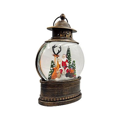 Crosslight Santa & Reindeer Lantern Water Globe Table Decor