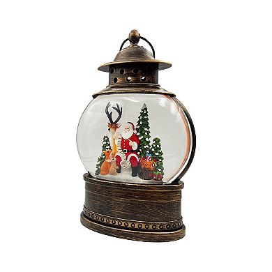 Crosslight Santa & Reindeer Lantern Water Globe Table Decor