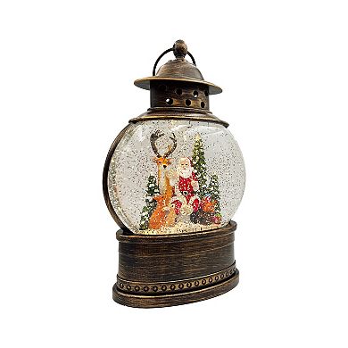 Crosslight Santa & Reindeer Lantern Water Globe Table Decor
