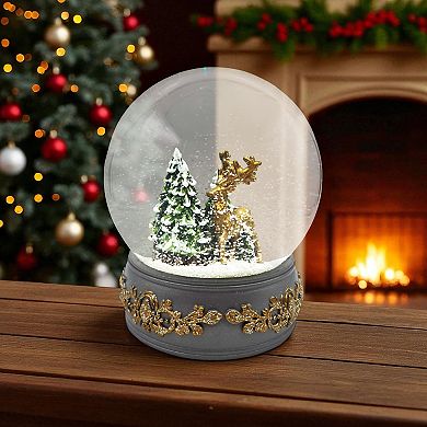 Crosslight Gold Deer Snow Globe Table Decor