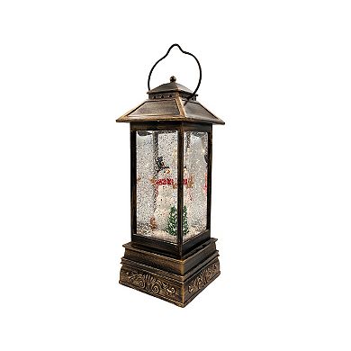 Crosslight Snowman Square Water Globe Table Decor