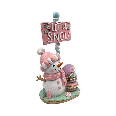 Crosslight Snowman Figurine with Macarons Table Decor