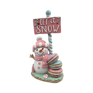 Crosslight Snowman Figurine with Macarons Table Decor