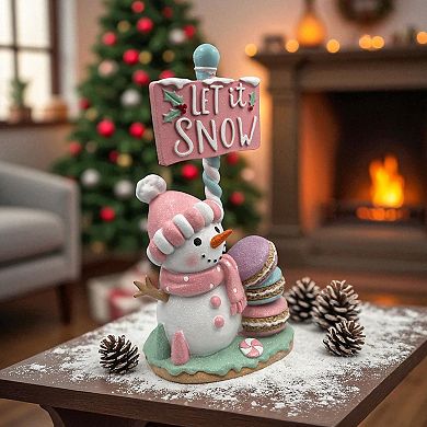 Crosslight Snowman Figurine with Macarons Table Decor