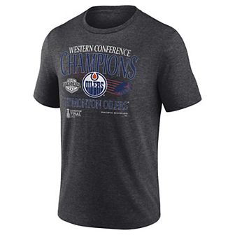Men's Fanatics Edmonton Oilers 2025 Western Conference Champions Old School Tri-Blend T-Shirt