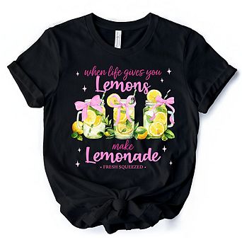 When Life Gives You Lemons Make Lemonade T-Shirt, Coquette White, Natural and Black Summer Girl Tee