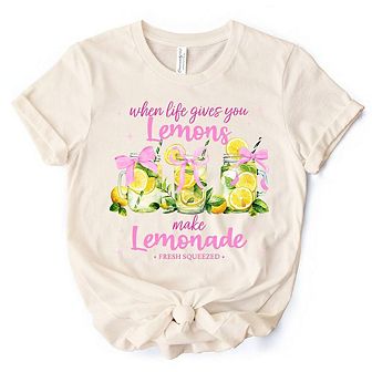 When Life Gives You Lemons Make Lemonade T-Shirt, Coquette White, Natural and Black Summer Girl Tee