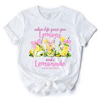 When Life Gives You Lemons Make Lemonade T-Shirt, Coquette White, Natural and Black Summer Girl Tee