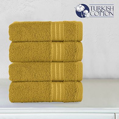 Elegant Comfort 4 Pack Premium Turkish Cotton Hand Towel Set, 16 x 28 inch
