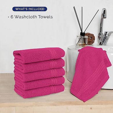 Elegant Comfort 6 Pack Premium Turkish Cotton Hand Towel Set, 13 x 13 inch
