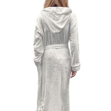 Elegant Comfort Women Hooded Velvet Fleece Long Bathrobe