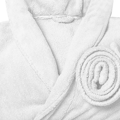 Elegant Comfort Women Hooded Velvet Fleece Long Bathrobe