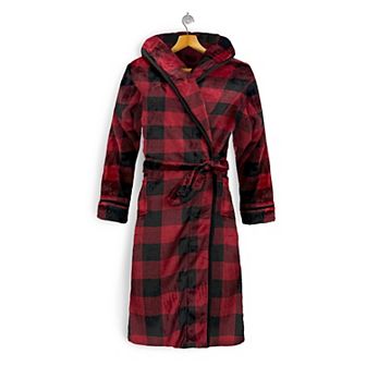 Elegant Comfort Women Hooded Velvet Fleece Long Bathrobe