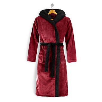 Elegant Comfort Women Hooded Velvet Fleece Long Bathrobe