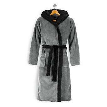 Elegant Comfort Women Hooded Velvet Fleece Long Bathrobe