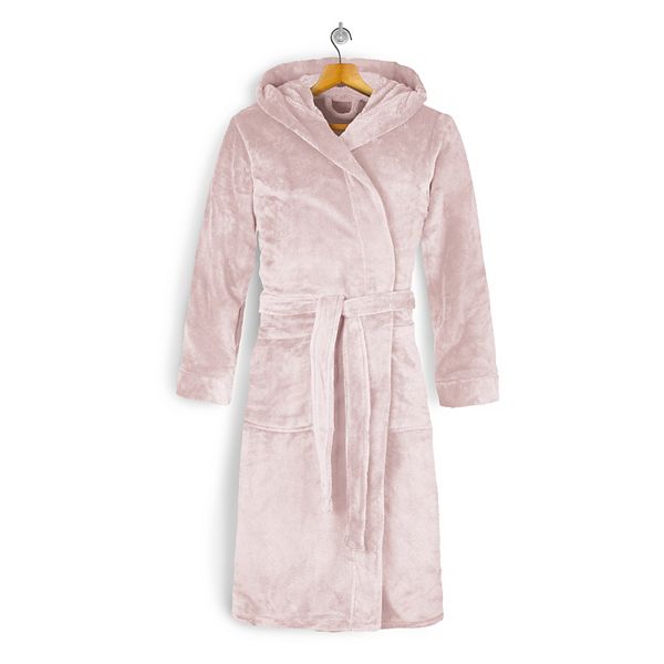 knee length dresses for ladies OLIVIA ROCCO Womens Sage Green Fleece Touch Hooded Robe Extra Long main image 0