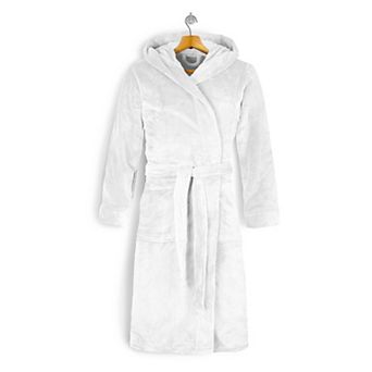 Elegant Comfort Women Hooded Velvet Fleece Long Bathrobe