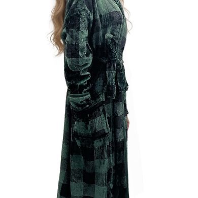 Elegant Comfort Women Hooded Velvet Fleece Long Bathrobe