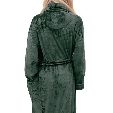 Elegant Comfort Women Shawl Collar Velvet Fleece Long Bathrobe
