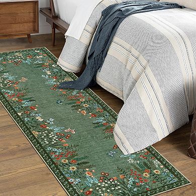 Area Rugs Washable Large Modern Abstract Soft Living Room Anti Skid Carpets -Flowers and Butterflies