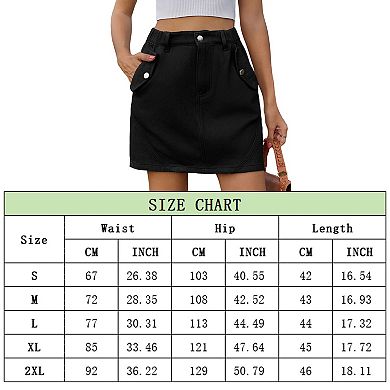 Women Loose Solid Denim Short Skirts Summer Vintage above Knee Jeans Skirt