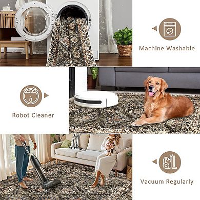Area Rugs Washable Large Modern Abstract Soft Living Room Anti Skid Carpets Tradition-Deep Intention
