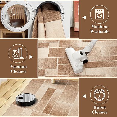 Area Rugs Washable Large Modern Abstract Soft Living Room Anti Skid Carpets Modern-Friendly Cube