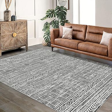 Area Rugs Washable Large Modern Abstract Soft Living Room Anti Skid Carpets Morocco - Silhouette