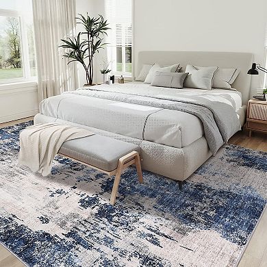 Area Rugs Washable Large Modern Abstract Soft Anti Skid Carpets Abstract-Colorful Flower Pattern