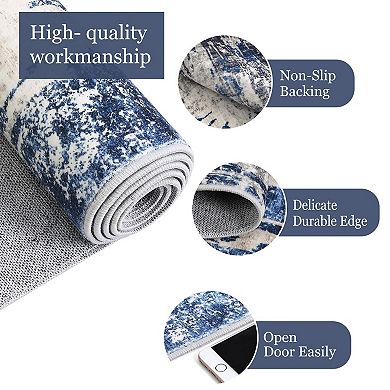 Area Rugs Washable Large Modern Abstract Soft Anti Skid Carpets Abstract-Colorful Flower Pattern