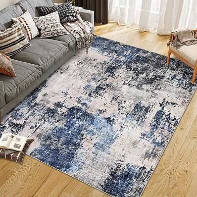 Area Rugs Washable Large Modern Abstract Soft Anti Skid Carpets Abstract-Colorful Flower Pattern