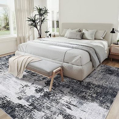 Area Rugs Washable Large Modern Abstract Soft Anti Skid Carpets Abstract-Colorful Flower Pattern