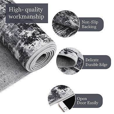 Area Rugs Washable Large Modern Abstract Soft Anti Skid Carpets Abstract-Colorful Flower Pattern