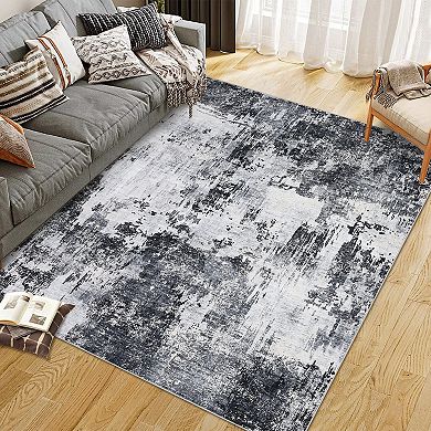 Area Rugs Washable Large Modern Abstract Soft Anti Skid Carpets Abstract-Colorful Flower Pattern