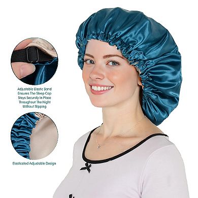Women's Silk Sleep Bonnet Adjustable Elastic Band Smooth Hair Protection Cap