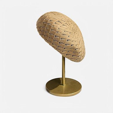 Women's Lightweight Crochet Beret Hat with Open Knit Pattern and Soft Stretch Fit
