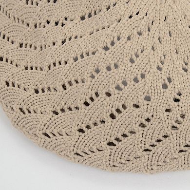 Women's Lightweight Crochet Beret Hat with Open Knit Pattern and Soft Stretch Fit