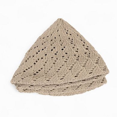 Women's Lightweight Crochet Beret Hat with Open Knit Pattern and Soft Stretch Fit