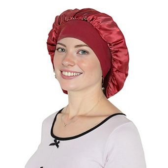 Women's Satin Sleep Bonnet Elasticity Wide Band Silky Hair Protection for Curly and Natural Hair