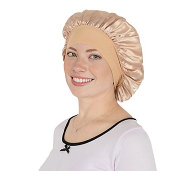 Women's Satin Sleep Bonnet Elasticity Wide Band Silky Hair Protection for Curly and Natural Hair