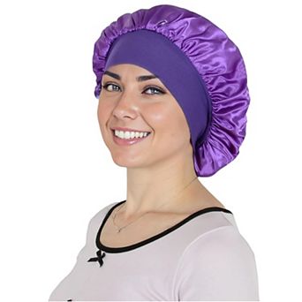 Women's Satin Sleep Bonnet Elasticity Wide Band Silky Hair Protection for Curly and Natural Hair