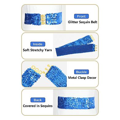 Women's Sequin Elastic Waist Belt with Clasp