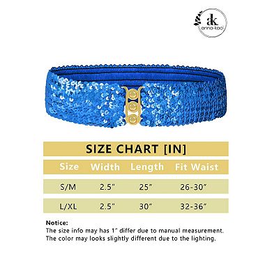 Women's Sequin Elastic Waist Belt with Clasp