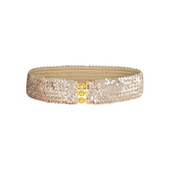 Women's Sequin Elastic Waist Belt with Gold Tone Clasp