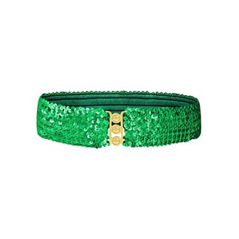 Women's Sequin Elastic Waist Belt with Clasp